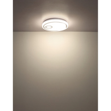 Stropní svítidlo, kov bílý mat, plast bílý, chromovaný plast, několik úrovní s nástěnným vypínačem, fixace barvy, paměťová funkce, ø: 380mm, V: 75mm, včetně LED 24 W 230 V, zdroj 2500 lm, výkon 1200 lm, CCT 2700/4000/6500 K