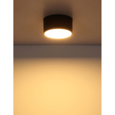 Stropní svítidlo, plast černý matný, plast bílý, ø: 150mm, H: 75mm, včetně LED 12W 230V, zdroj 1200lm, výkon 900lm, 3000K