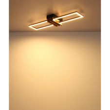 Stropní svítidlo, kov černý mat, hliník imitace tmavého dřeva, ABS černý mat, bílý plast, DxŠxV: 600x168x66mm, včetně LED 20W 230V, zdroj 2430lm, výkon 1000lm, 3000K