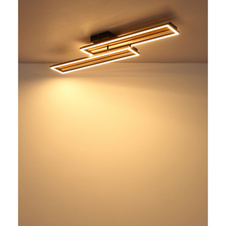 Stropní svítidlo, kov černý mat, ABS černý mat, hliník imitace tmavého dřeva, plast bílý, DxŠxV: 900x210x100mm, včetně LED 30W 230V, zdroj 3720lm, výkon 1540lm, 3000K