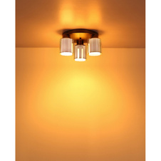 Stropní svítidlo, kov černý matný chrom, sklo bílé a chromové, ø: 345mm, V: 175mm, bez žárovek 3xE27, max. 60W 230V