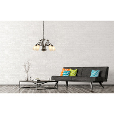 Závěsné svítidlo, kov v barvě rzi, vzhled skla a alabastru, PVC kabel, ø: 500mm, V: 1500mm, bez žárovek 5xE14, max. 40W 230V