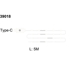 LED pásek, plast bílý, průhledný, tlačítkový vypínač, bez adaptéru, s připojením USB-C, 8 přepínatelných světelných efektů, DxŠxV: 5000x5x4mm, vzdálenost mezi LED 100mm, počet žárovek 50, včetně LED 0,06W 5V, 3000K