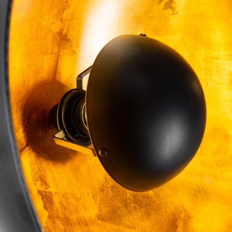 Stojací lampa, kovová černá, kovová zlatá matná, nožní vypínač v kabelu, otočná/náklonná, ø: 560mm, V: 1530mm, bez žárovky 1xE27, max. 40W 230V