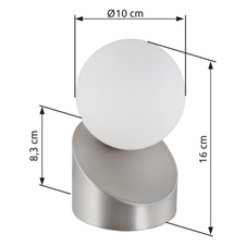 Stolní lampa, kovový kartáčovaný nikl, dotykové zapínání/vypínání, ø: 100mm, V: 160mm, včetně 1x G9 LED 3W 230V, zdroj 330lm, výkon 275lm, 3000K