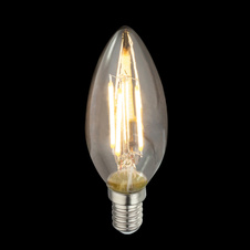 LED žárovka, průhledná, svíčkový tvar, Ø35, V: 98, 1xE14 LED 4W 230V, 400lm, 3000K.