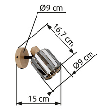 Nástěnné svítidlo, kov imitace dřeva, K5 kouřové křišťály, kolébkový vypínač na svítidle, nastavitelná bodovka, šxv: 90x167mm, v: 150mm, bez žárovky 1xE14, max. 40W 230V