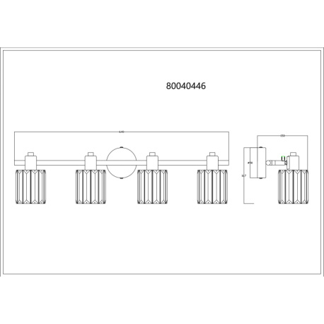 Nástěnné svítidlo, kov imitace dřeva, K5 kouřové křišťály, nastavitelné bodovky, DxŠxV: 640x90x150mm, bez žárovek 4xE14, max. 40W 230V