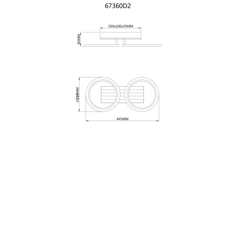 Stropní svítidlo, kov černý mat, MDF imitace tmavého dřeva, bílý plast, několik úrovní nástěnným spínačem, nastavení barev, paměťová funkce, DxŠxV: 445x210x85mm, včetně LED 15W 230V, zdroj 1850lm, výkon 880lm, CCT 3000/4200/6000K