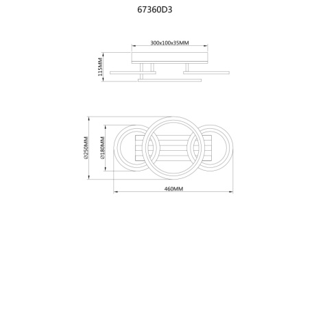 Stropní svítidlo, kov černý mat, MDF imitace tmavého dřeva, bílý plast, několik úrovní nástěnným spínačem, nastavení barev, paměťová funkce, DxŠxVxH: 460x250x115mm, včetně LED 21W 230V, zdroj 2730lm, výkon 1210lm, CCT 3000/4200/6500K