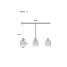 Závěsné svítidlo, MDF, vzhled tmavého dřeva, kouřové sklo, čirý gradient, černý PVC kabel, možnost zkrácení výšky, DxŠxV: 1000x180x1200mm, bez žárovek 3x E27,max. 40W 230V
