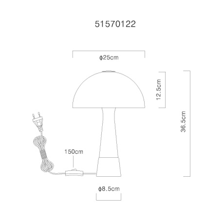 Stolní lampa, kov, písková matná, kov imitace dřeva, kabel PVC černý, kolébkový vypínač na kabelu, ø: 250mm, V: 365mm, délka kabelu 1500mm, bez žárovky 1x E27 ILLU,max. 40W 230V
