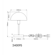 Stolní lampa, kov, písková matná, kabel PVC průhledný, kolébkový vypínač na kabelu, ø: 200mm, V: 310mm, délka kabelu 1500mm, bez žárovky 1x E14,max. 40W 230V