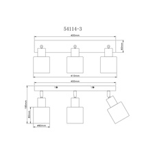 Stropní svítidlo, kov, písková matná, kov chromovaný, sklo bílé, DxŠxV: 410x80x185mm, bez žárovek 3x E14, Max. 25W 230V