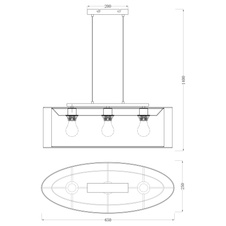 Závěsné svítidlo, kov nikl matný, plast, textil šedý, satinovaný akryl, výška stínidla 20 cm, DxŠxV:650x250x1400, bez žárovek 3xE27, max. 60W 230V.