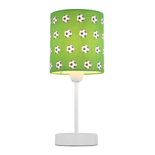 Stolní svítidlo, kov bílý, plast zelený a bílý, fotbalový vzor, vypínač, V: 310, bez žárovky 1xE14, max. 40W 230V