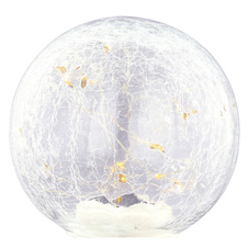 Solární svítidlo, plast černý, sklo čiré popraskané, kulička se zemním hrotem, IP44, vypínač, vč. baterie 1xAAA 300mAh 1,2V, Ø150mm, V:290mm, vč. 15xLED 0,06W 3,2V, 2700K