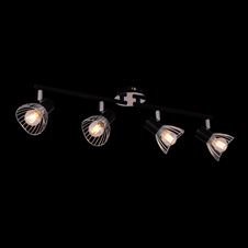 Stropní svítidlo, chrom, kov černý, pohyblivé, DxŠxV: 600x90x150, bez žárovek 4xE14, max. 40W 230V