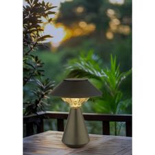 Solární svítidlo, kov antracit matný, plast jantarový, vypínač, baterie AA 600mAh 1,2V, IP44, ø:18cm, V:23cm, včetně 10xLED 0,06W 1,2V 3000K