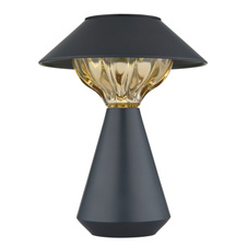 Solární svítidlo, kov antracit matný, plast jantarový, vypínač, baterie AA 600mAh 1,2V, IP44, ø:18cm, V:23cm, včetně 10xLED 0,06W 1,2V 3000K