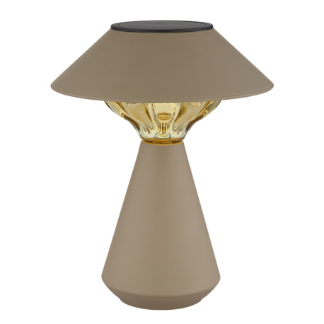 Solární svítidlo, kovový pískový mat, plastový jantar, vypínač, baterie AA 600mAh 1,2V, IP44, ø:18cm, V:23cm, včetně 10xLED 0,06W 1,2V 3000K