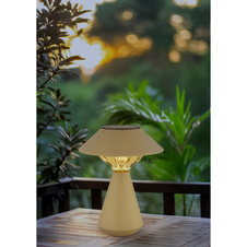 Solární svítidlo, kovový pískový mat, plastový jantar, vypínač, baterie AA 600mAh 1,2V, IP44, ø:18cm, V:23cm, včetně 10xLED 0,06W 1,2V 3000K