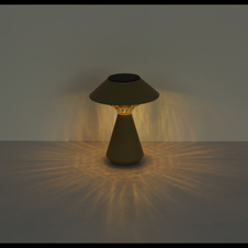 Solární svítidlo, kovový pískový mat, plastový jantar, vypínač, baterie AA 600mAh 1,2V, IP44, ø:18cm, V:23cm, včetně 10xLED 0,06W 1,2V 3000K