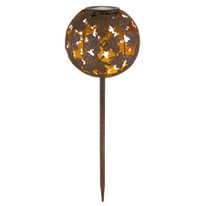 Solární svítidlo, imitace kovu, vypínač, baterie AA 300mAh 1,2V, IP44, globus s javorovými listy na trnu, ø:18cm, V:52,5cm, včetně LED 0,024W 3V 3000K