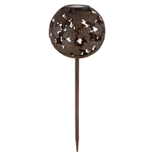 Solární svítidlo, imitace kovu, vypínač, baterie AA 300mAh 1,2V, IP44, globus s javorovými listy na trnu, ø:18cm, V:52,5cm, včetně LED 0,024W 3V 3000K