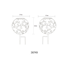 Solární svítidlo, imitace kovu, vypínač, baterie AA 600mAh 1,2V, IP44, globus s javorovými listy na trnu, ø:27cm, V:37cm, výška bez trnu 26cm, včetně LED 0,024W 3V 3000K