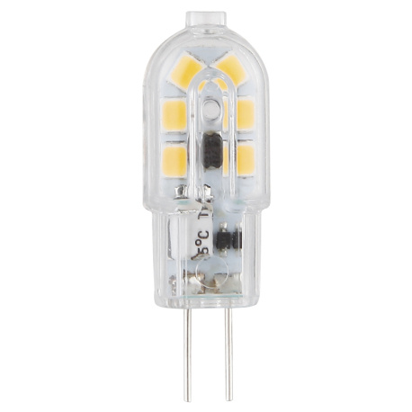 LED žárovka, plast průhledný, Ø1,2cm, V:3,7cm, 1xG4 1,3W 12V, 130lm, 3000K.