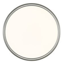 Stropní svítidlo, plast niklový, bílý, satinovaný, několik úrovní přes nástěnný spínač, podsvícení, pam. funkce, IP44, 3 úrovně přes nástěnný spínač (100-50-10%), Ø:294mm, V:25mm, včetně LED 18W 230V, 1600lm výstup, 3000K