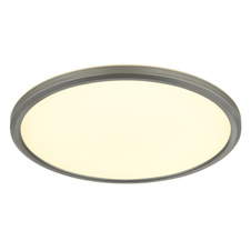 Stropní svítidlo, plast niklový, bílý, satinovaný, několik úrovní přes nástěnný spínač, podsvícení, pam. funkce, IP44, 3 úrovně přes nástěnný spínač (100-50-10%), Ø:294mm, V:25mm, včetně LED 18W 230V, 1600lm výstup, 3000K