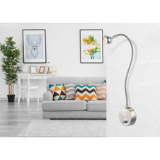 Nástěnné svítidlo, kov chrom, kov nikl matný, akryl, transparentní napájecí kabel, flexi, vypínač, V:52cm, H:41cm, včetně 1xLED 3W 3,6V, 150lm, 3000K.