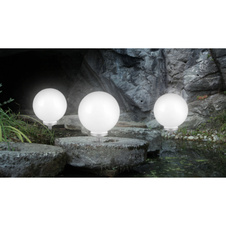 Solární svítidlo plast stříbrná metalíza, plast bílý, součástí balení baterie AA 600mAh 1,2V, IP44, Ø300mm, V:700mm, včetně 4x LED 0,06W 3,2V, 4000K