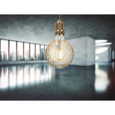 Žárovka, sklo amber, dekorativní sklo, stmívatelná, Ø9,5cm, V:14 cm, 1xE27 LED 4W 230V, 380lm, 2700K