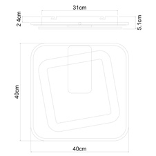 Stropní svítidlo, kov bílý a černý, akryl opál, paměťová funkce, noční světlo, stmívatelné, dálkové ovládání, fixace barev, DxŠxV: 40x40x7cm, včetně 1xLED 36W 230V, 4800lm zdroj, 1800lm výstup, změna barvy světla 3000-6000K