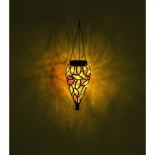 Závěsné solární svítidlo kov černý, plast černý, plast čirý, plastová ozdobná kapka, IP44 Ø135mm, V:500mm, vč.15x LED 0,06W 3,2V, 3200K