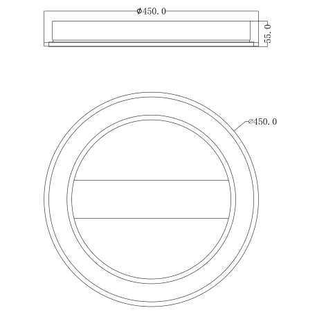 Stropní svítidlo, kov černý, dřevo tmavě hnědé, akryl bílý, Ø45cm, V:6cm, včetně LED 30W 230V, 3713lm zdroj, 1781lm výstup, barva světla: uvnitř 3000K, zvenčí 6500K