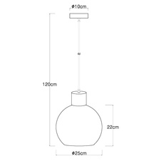 Závěsné svítidlo kov černý matný, MDF, imitace tmavého dřeva, kouřové sklo, textilní kabel černý, možnost nastavení výšky, Ø:250mm, V:1200mm, bez žárovky 1xE27 40W 230V