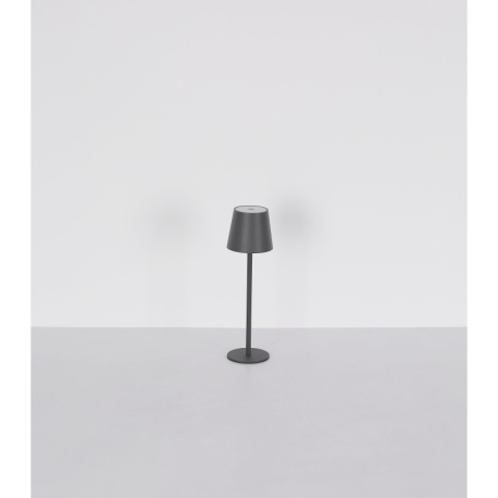 Nabíjecí stolní lampa, kov černý, plast černý a bílý, dotykové zapnutí/vypnutí, plynulá regulace dotykového stmívače, paměť, aku CR18650 1800mAh 3,7V, IP44, ø:106mm H:360mm, V:36cm nebo 24cm, LED 3W 230V, zdroj 300lm, výstup 130lm, 3000K