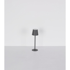 Nabíjecí stolní lampa, kov černý, plast černý a bílý, dotykové zapnutí/vypnutí, plynulá regulace dotykového stmívače, paměť, aku CR18650 1800mAh 3,7V, IP44, ø:106mm H:360mm, V:36cm nebo 24cm, LED 3W 230V, zdroj 300lm, výstup 130lm, 3000K