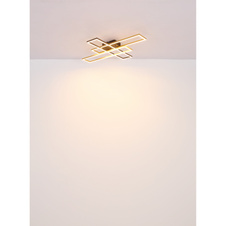 Stropní svítidlo, kov černý, hliník černý, hliník zlatý, plast bílý, polohovatelné, DxŠxV:800x600x95mm, rozměry obdélníků: 13x60cm, včetně LED 40W 230V, zdroj 4230lm, výstup 1650lm, 3000K