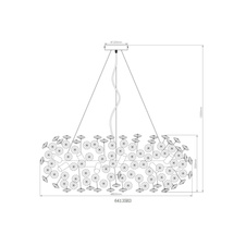 Závěsné svítidlo, kov zlaté barvy, krystaly K9 čiré, kabel PVC transparentní, Ø:80cm, V:150cm, včetně žárovek 20xG9 LED 3,5 W 230 V, zdroj 350 lm, výstup 350 lm, 3000 K, LED žárovky 10676