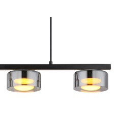Závěsné svítidlo, černý matný kov, černý kartáčovaný hliník, kouřové sklo, černý PVC kabel, DxŠxV: 650x130x1100mm, včetně žárovek 3xGX53 LED, max. 6W 230V, zdroj 400lm, výkon 270lm, 1800K, včetně LED žárovky 10162
