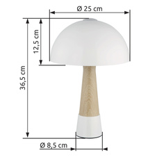 Stolní lampa, kov, písková matná, kov imitace dřeva, kabel PVC černý, kolébkový vypínač na kabelu, ø: 250mm, V: 365mm, délka kabelu 1500mm, bez žárovky 1x E27 ILLU,max. 40W 230V