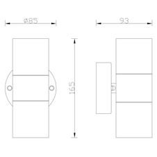 Venkovní svítidlo, nerezová ocel, imitace dřeva, sklo čiré, nástěnné svítidlo svítící nahoru a dolů, IP44, ŠxV: 9x17cm, H:9cm, bez žárovek 2xGU10, max. 35W 230V