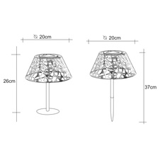 Solární svítidlo kov stříbrné barvy, starožitné, zlaté ozdobné děrování, černá, součástí balení baterie AA 300mAh 1,2V, IP44, zemnící bodec nebo stolní lampa, Ø200mm, V:370mm, vč. LED 0,06W 3V, 3000K