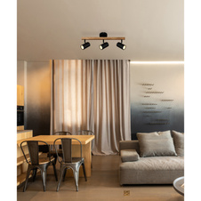 Nástěnné svítidlo, dřevo tmavě hnědé, kov černý, DxŠxV: 57x10x22cm, bez žárovek 3xGU10, max. LED 5W 230V