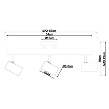 Nástěnné svítidlo, dřevo tmavě hnědé, kov černý, DxŠxV: 57x10x22cm, bez žárovek 3xGU10, max. LED 5W 230V